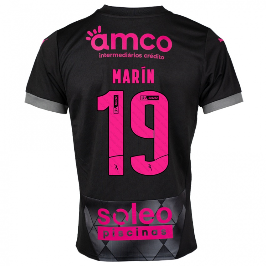 Kinder Adrián Marín #19 Schwarz Rosa Auswärtstrikot Trikot 2024/25 T-Shirt Österreich