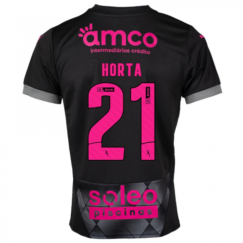 Kinder Ricardo Horta #21 Schwarz Rosa Auswärtstrikot Trikot 2024/25 T-Shirt Österreich