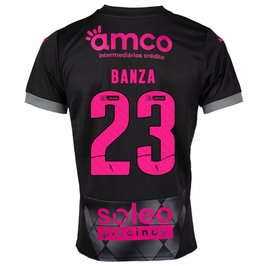 Kinder Simon Banza #23 Schwarz Rosa Auswärtstrikot Trikot 2024/25 T-Shirt Österreich