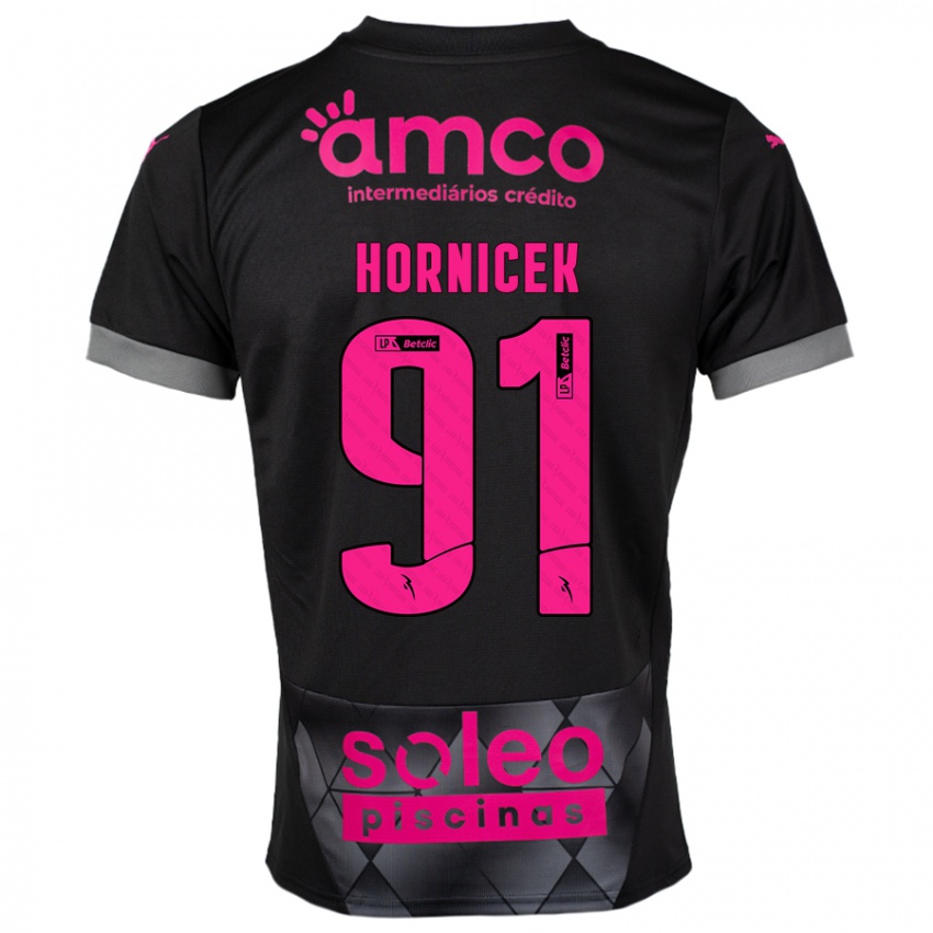 Kinder Lukas Hornicek #91 Schwarz Rosa Auswärtstrikot Trikot 2024/25 T-Shirt Österreich