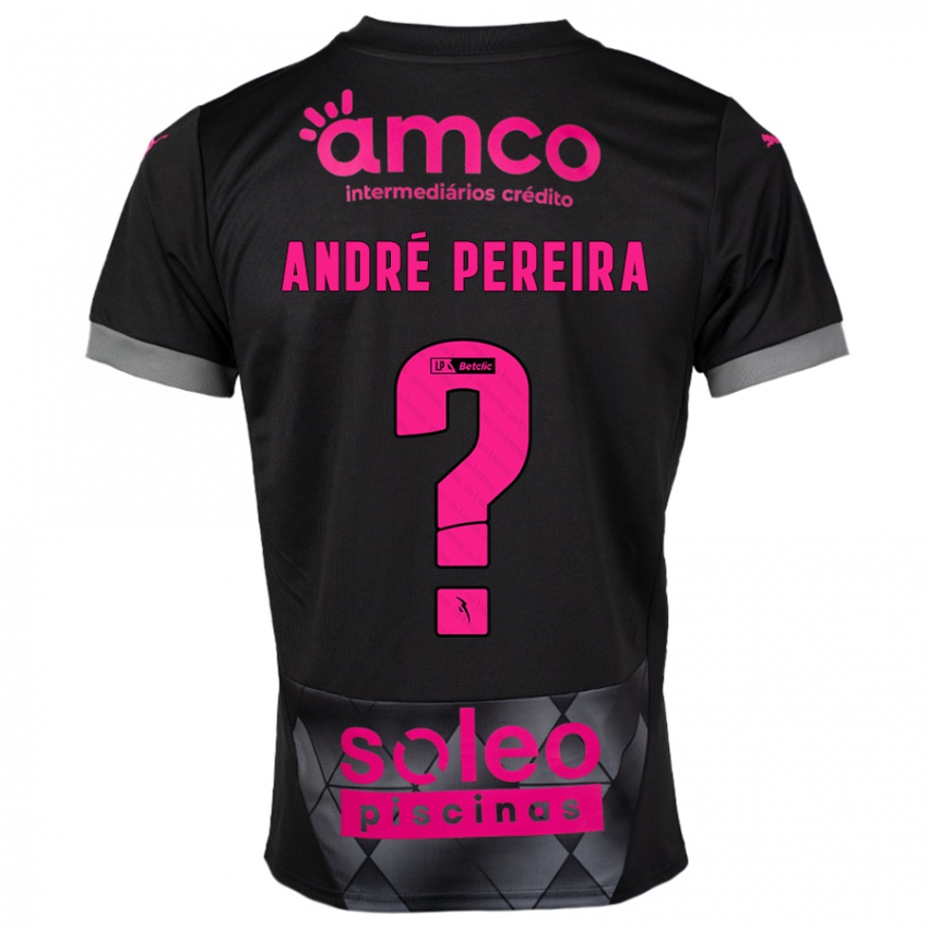 Kinder João André Pereira #0 Schwarz Rosa Auswärtstrikot Trikot 2024/25 T-Shirt Österreich