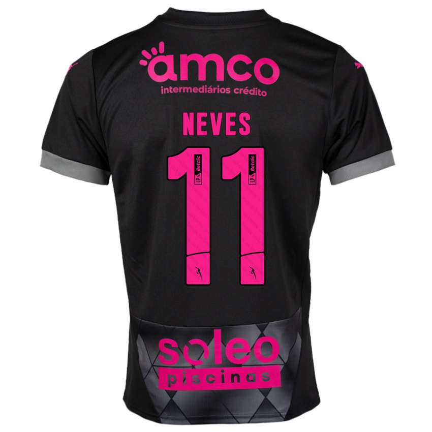 Kinder Bernardo Neves #11 Schwarz Rosa Auswärtstrikot Trikot 2024/25 T-Shirt Österreich