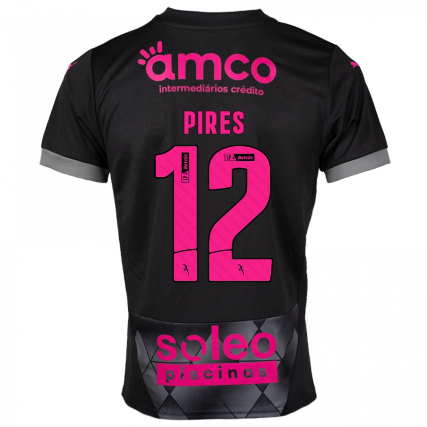 Kinder Hugo Pires #12 Schwarz Rosa Auswärtstrikot Trikot 2024/25 T-Shirt Österreich