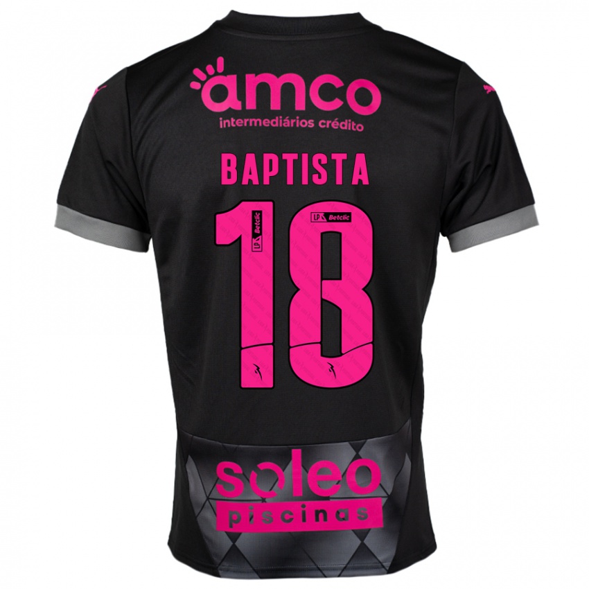 Kinder Tiago Baptista #18 Schwarz Rosa Auswärtstrikot Trikot 2024/25 T-Shirt Österreich