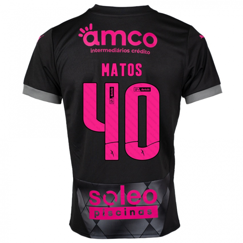 Kinder João Matos #40 Schwarz Rosa Auswärtstrikot Trikot 2024/25 T-Shirt Österreich