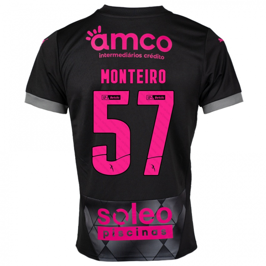 Kinder Jordan Monteiro #57 Schwarz Rosa Auswärtstrikot Trikot 2024/25 T-Shirt Österreich