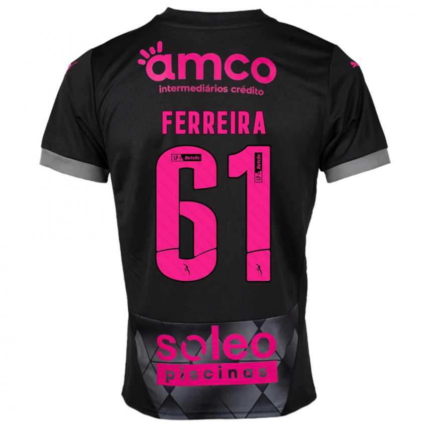 Kinder Tiago Ferreira #61 Schwarz Rosa Auswärtstrikot Trikot 2024/25 T-Shirt Österreich