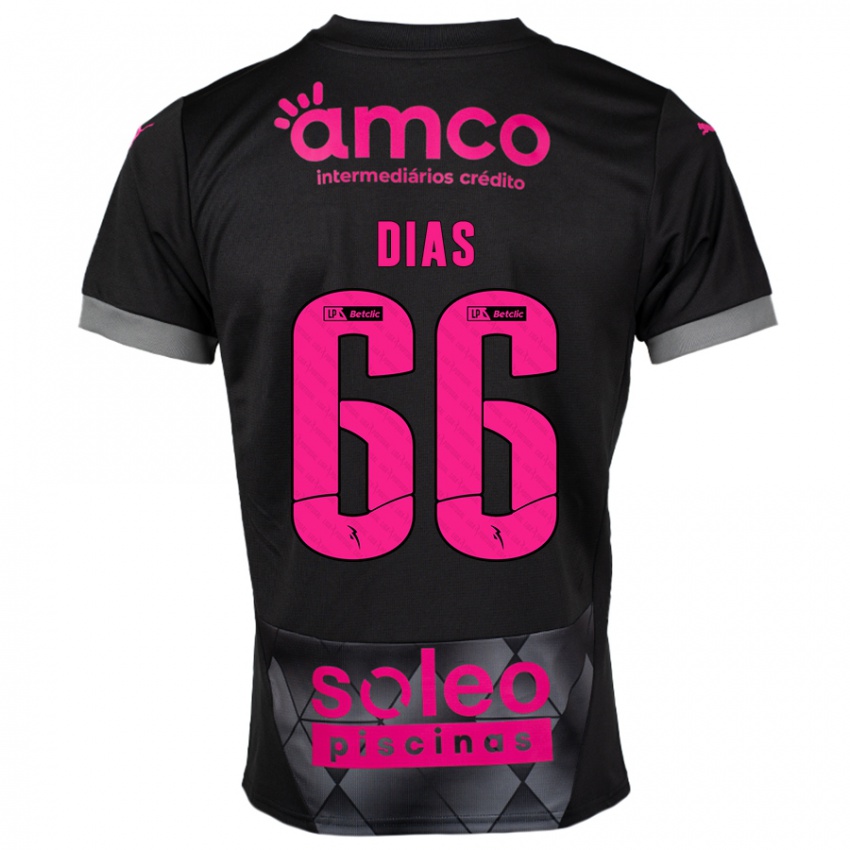 Kinder Gonçalo Dias #66 Schwarz Rosa Auswärtstrikot Trikot 2024/25 T-Shirt Österreich