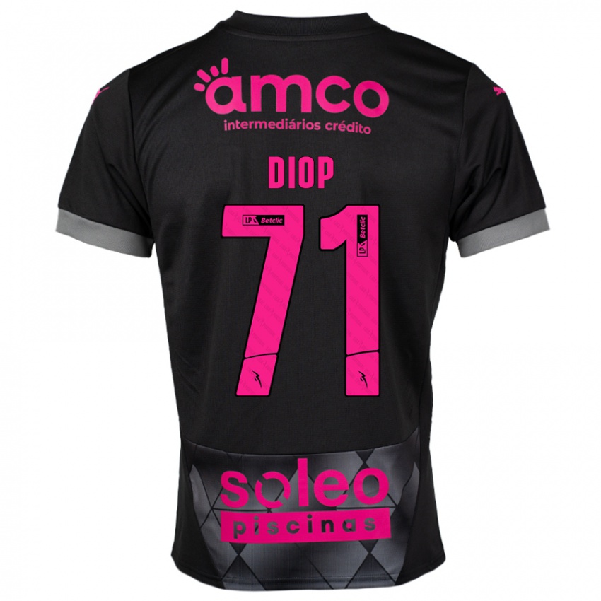 Kinder Mamadou Diop #71 Schwarz Rosa Auswärtstrikot Trikot 2024/25 T-Shirt Österreich