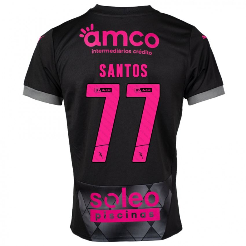 Kinder Edu Santos #77 Schwarz Rosa Auswärtstrikot Trikot 2024/25 T-Shirt Österreich