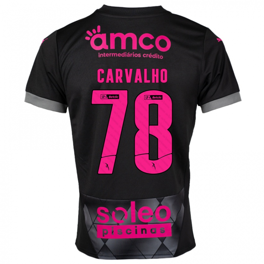 Kinder João Carvalho #78 Schwarz Rosa Auswärtstrikot Trikot 2024/25 T-Shirt Österreich