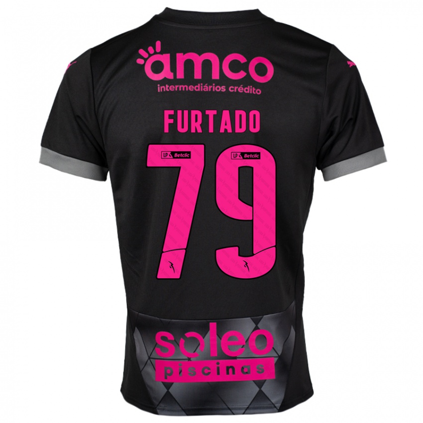 Kinder Rúben Furtado #79 Schwarz Rosa Auswärtstrikot Trikot 2024/25 T-Shirt Österreich