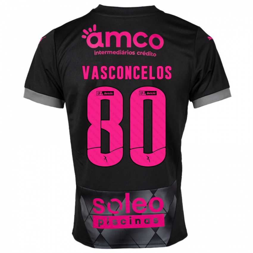 Kinder Vasconcelos #80 Schwarz Rosa Auswärtstrikot Trikot 2024/25 T-Shirt Österreich