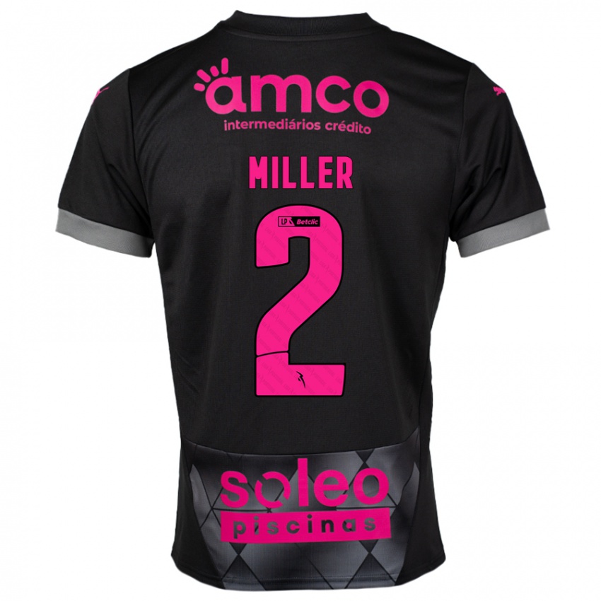 Kinder Maria Miller #2 Schwarz Rosa Auswärtstrikot Trikot 2024/25 T-Shirt Österreich