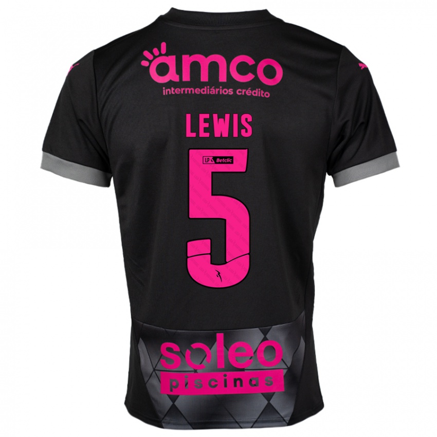 Kinder Leah Lewis #5 Schwarz Rosa Auswärtstrikot Trikot 2024/25 T-Shirt Österreich