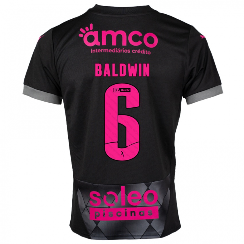 Kinder Carlyn Baldwin #6 Schwarz Rosa Auswärtstrikot Trikot 2024/25 T-Shirt Österreich