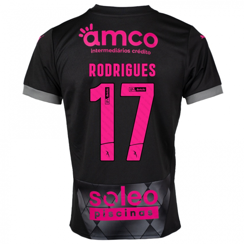 Kinder Tânia Rodrigues #17 Schwarz Rosa Auswärtstrikot Trikot 2024/25 T-Shirt Österreich