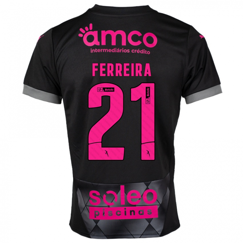 Kinder Ana Carolina Ferreira #21 Schwarz Rosa Auswärtstrikot Trikot 2024/25 T-Shirt Österreich