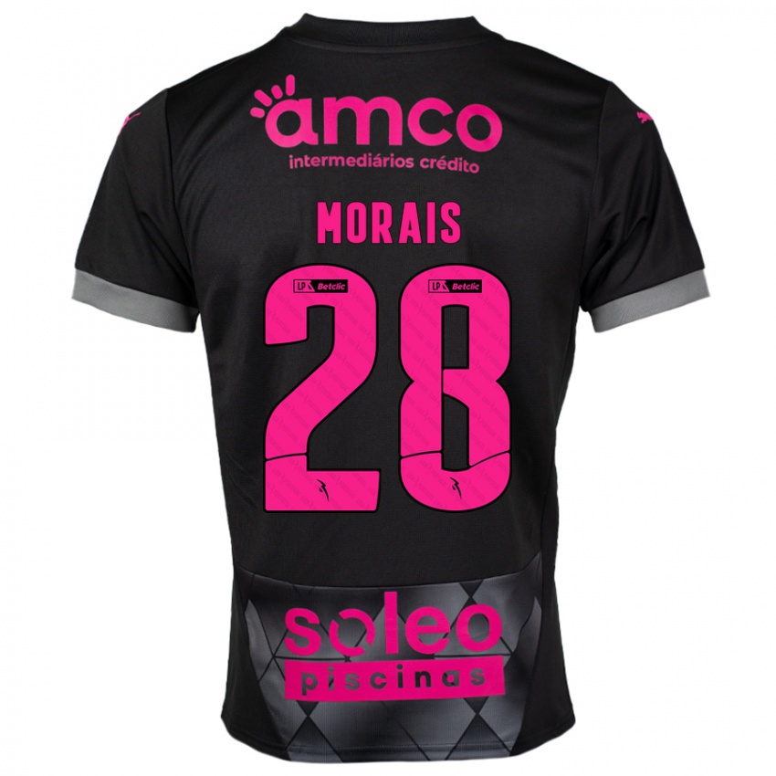 Kinder Patrícia Morais #28 Schwarz Rosa Auswärtstrikot Trikot 2024/25 T-Shirt Österreich