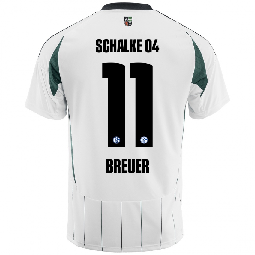 Kinder Simon Breuer #11 Weiß Grün Auswärtstrikot Trikot 2024/25 T-Shirt Österreich