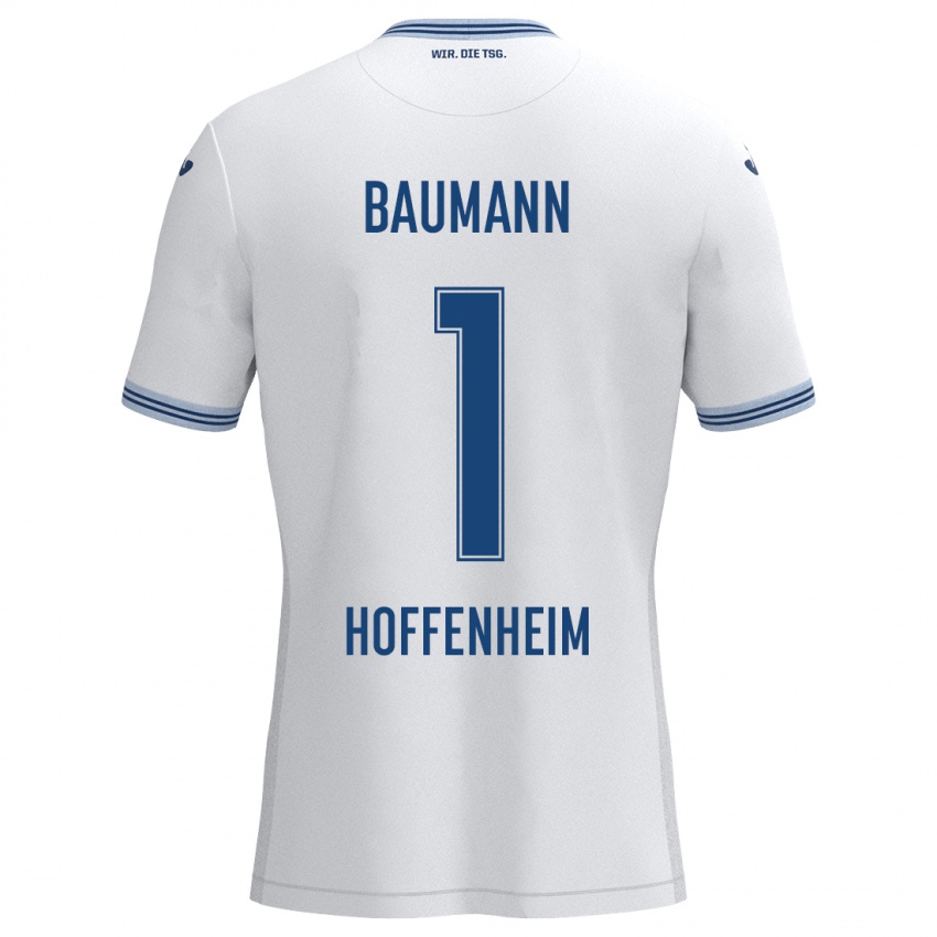 Kinder Oliver Baumann #1 Weiß Blau Auswärtstrikot Trikot 2024/25 T-Shirt Österreich