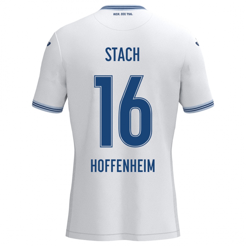 Kinder Anton Stach #16 Weiß Blau Auswärtstrikot Trikot 2024/25 T-Shirt Österreich