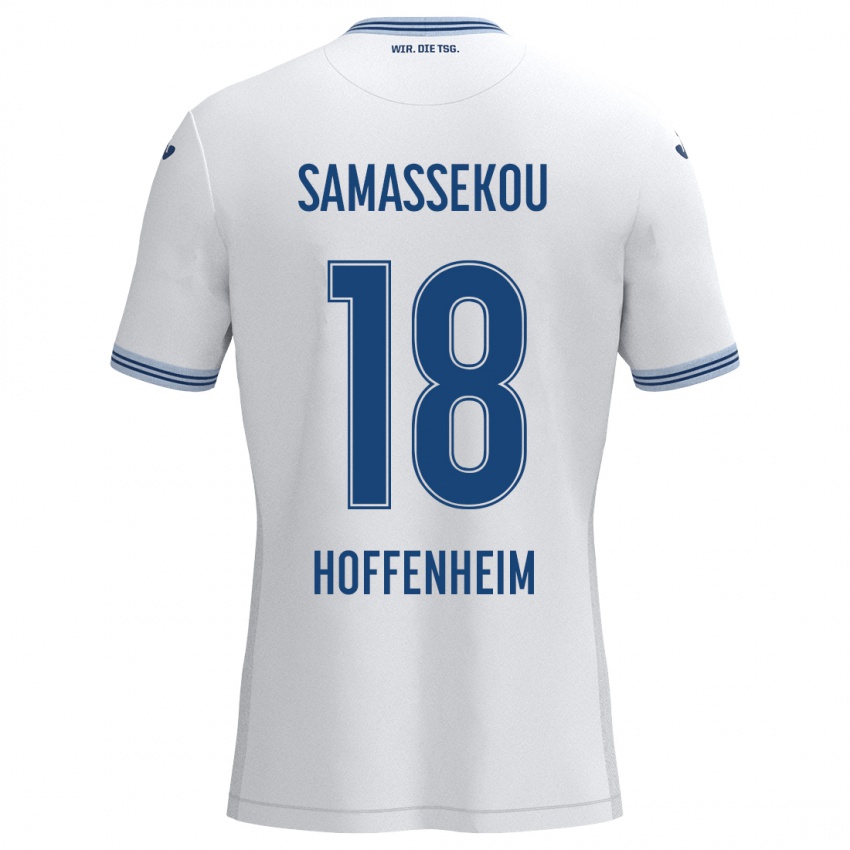 Kinder Diadié Samassékou #18 Weiß Blau Auswärtstrikot Trikot 2024/25 T-Shirt Österreich