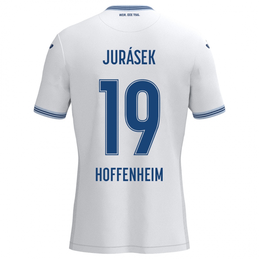 Kinder David Jurásek #19 Weiß Blau Auswärtstrikot Trikot 2024/25 T-Shirt Österreich