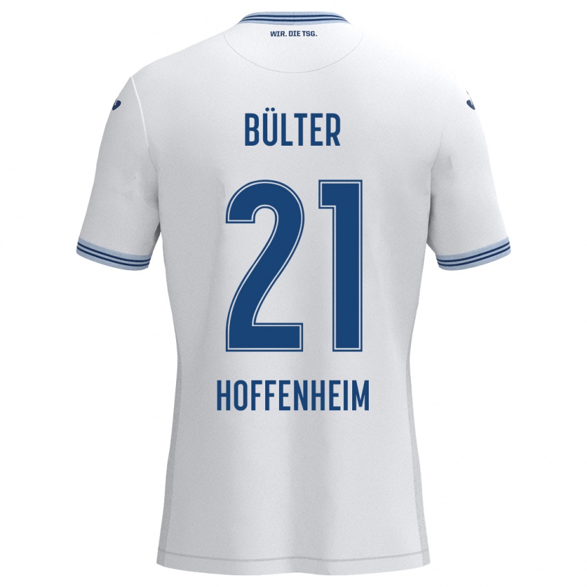 Kinder Marius Bülter #21 Weiß Blau Auswärtstrikot Trikot 2024/25 T-Shirt Österreich