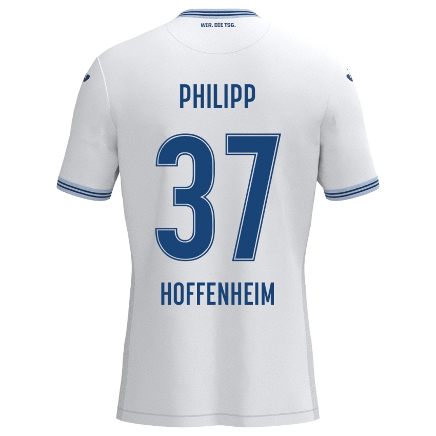 Kinder Luca Philipp #37 Weiß Blau Auswärtstrikot Trikot 2024/25 T-Shirt Österreich