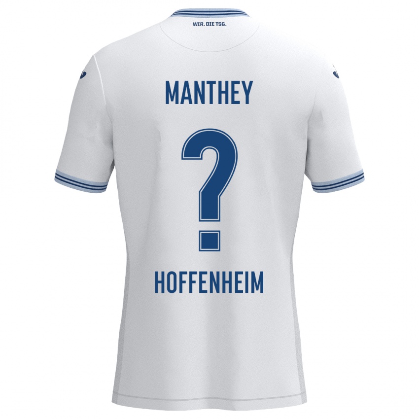 Kinder Kevin Manthey #0 Weiß Blau Auswärtstrikot Trikot 2024/25 T-Shirt Österreich