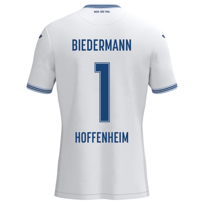 Kinder Nico Biedermann #1 Weiß Blau Auswärtstrikot Trikot 2024/25 T-Shirt Österreich