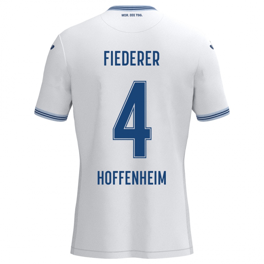 Kinder Tom Fiederer #4 Weiß Blau Auswärtstrikot Trikot 2024/25 T-Shirt Österreich