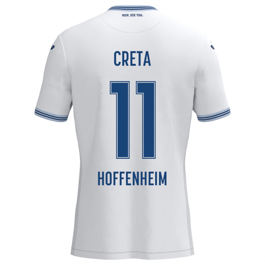 Kinder David Creța #11 Weiß Blau Auswärtstrikot Trikot 2024/25 T-Shirt Österreich