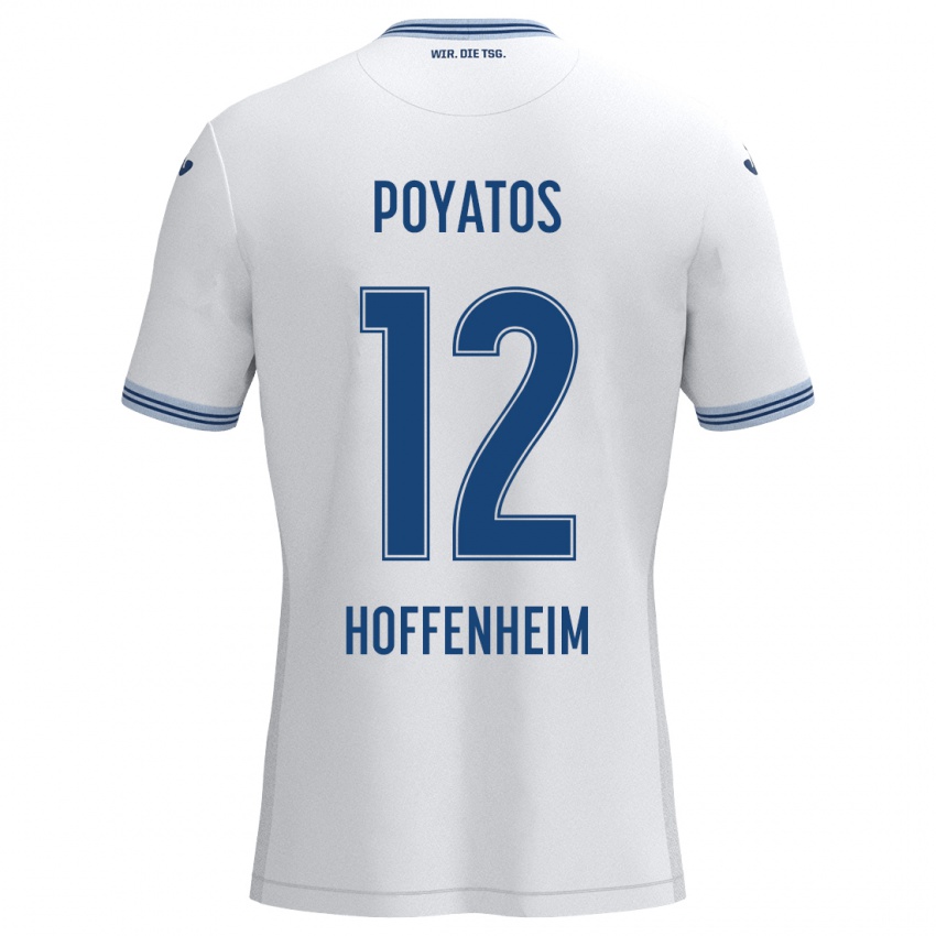 Kinder Miguel Poyatos #12 Weiß Blau Auswärtstrikot Trikot 2024/25 T-Shirt Österreich