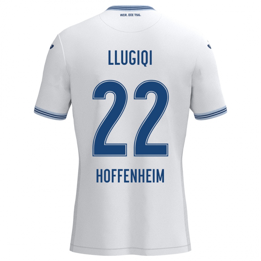 Kinder Arian Llugiqi #22 Weiß Blau Auswärtstrikot Trikot 2024/25 T-Shirt Österreich