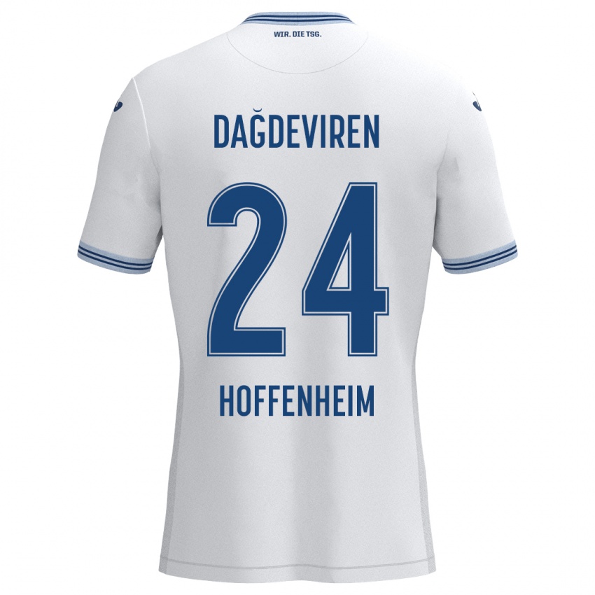 Kinder Diren Dağdeviren #24 Weiß Blau Auswärtstrikot Trikot 2024/25 T-Shirt Österreich