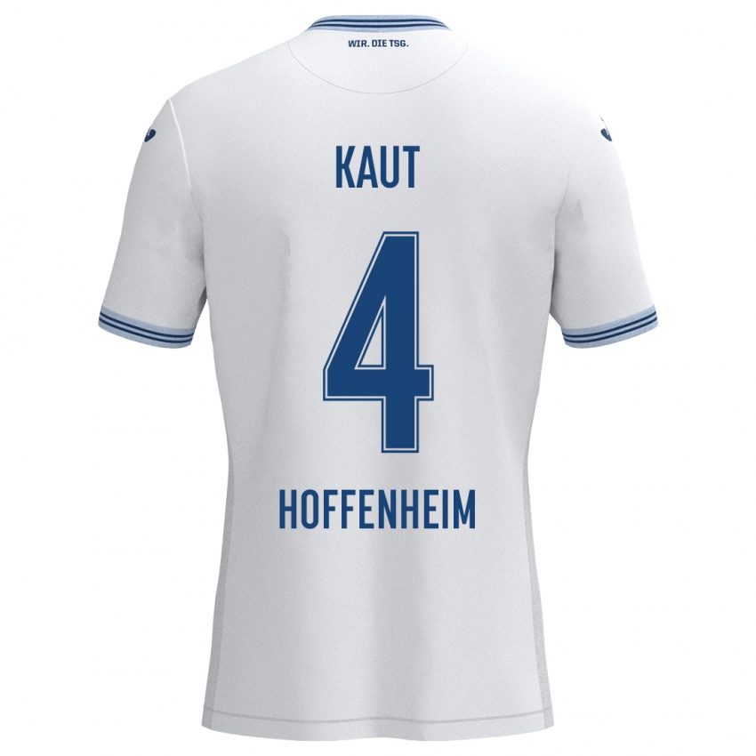 Kinder Lisann Kaut #4 Weiß Blau Auswärtstrikot Trikot 2024/25 T-Shirt Österreich