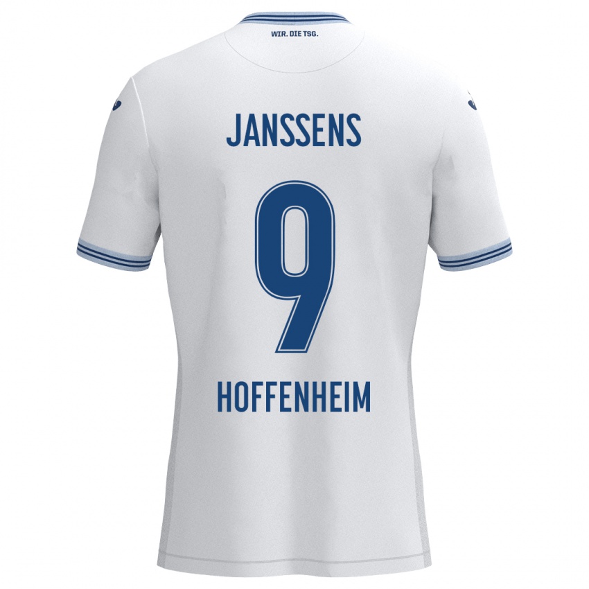 Kinder Jill Janssens #9 Weiß Blau Auswärtstrikot Trikot 2024/25 T-Shirt Österreich