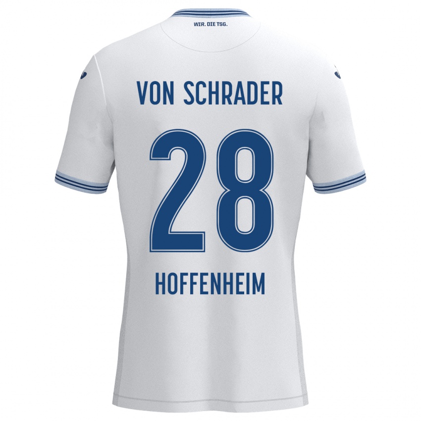 Kinder Lina Von Schrader #28 Weiß Blau Auswärtstrikot Trikot 2024/25 T-Shirt Österreich