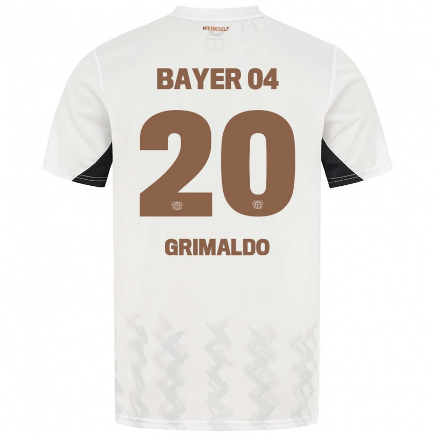 Kinder Alejandro Grimaldo #20 Weiß Schwarz Auswärtstrikot Trikot 2024/25 T-Shirt Österreich