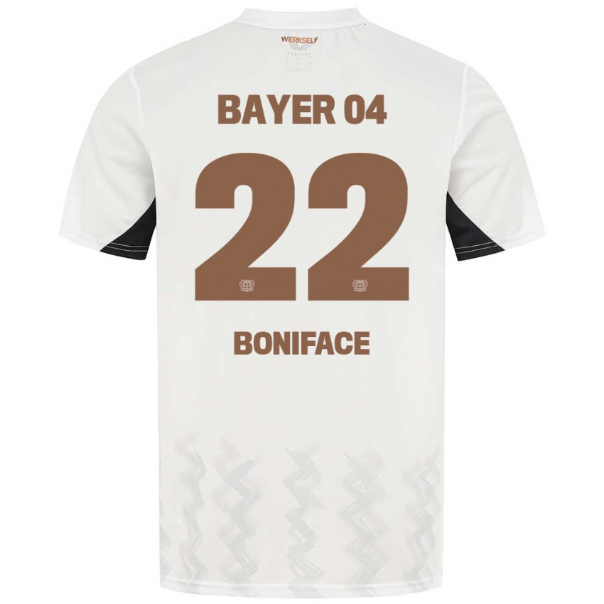 Kinder Victor Boniface #22 Weiß Schwarz Auswärtstrikot Trikot 2024/25 T-Shirt Österreich