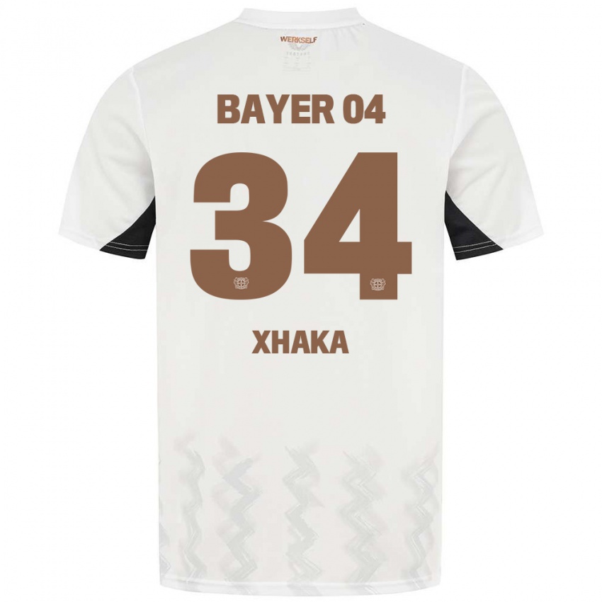 Kinder Granit Xhaka #34 Weiß Schwarz Auswärtstrikot Trikot 2024/25 T-Shirt Österreich