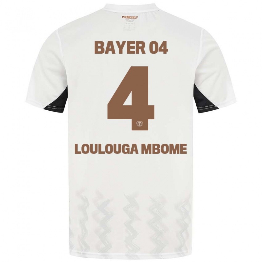 Kinder Adrien Loulouga Mbome #4 Weiß Schwarz Auswärtstrikot Trikot 2024/25 T-Shirt Österreich