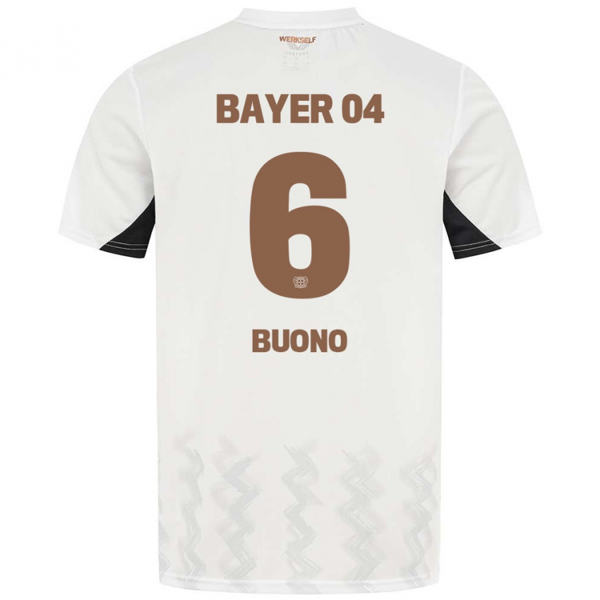 Kinder Francesco Buono #6 Weiß Schwarz Auswärtstrikot Trikot 2024/25 T-Shirt Österreich