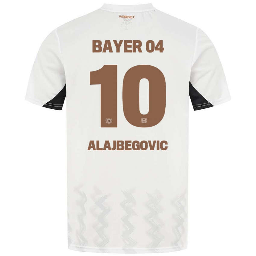 Kinder Kerim Alajbegovic #10 Weiß Schwarz Auswärtstrikot Trikot 2024/25 T-Shirt Österreich