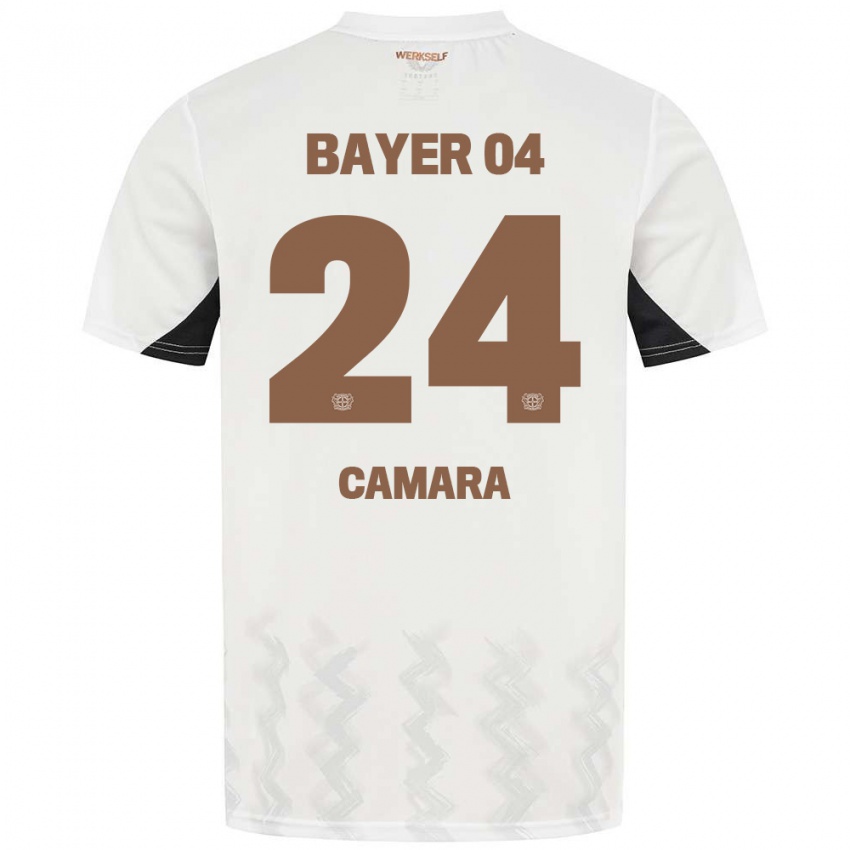 Kinder Nourdine Camara #24 Weiß Schwarz Auswärtstrikot Trikot 2024/25 T-Shirt Österreich