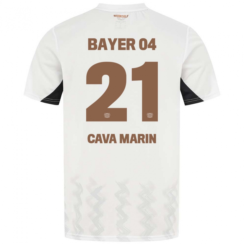 Kinder Sofia Cava Marin #21 Weiß Schwarz Auswärtstrikot Trikot 2024/25 T-Shirt Österreich