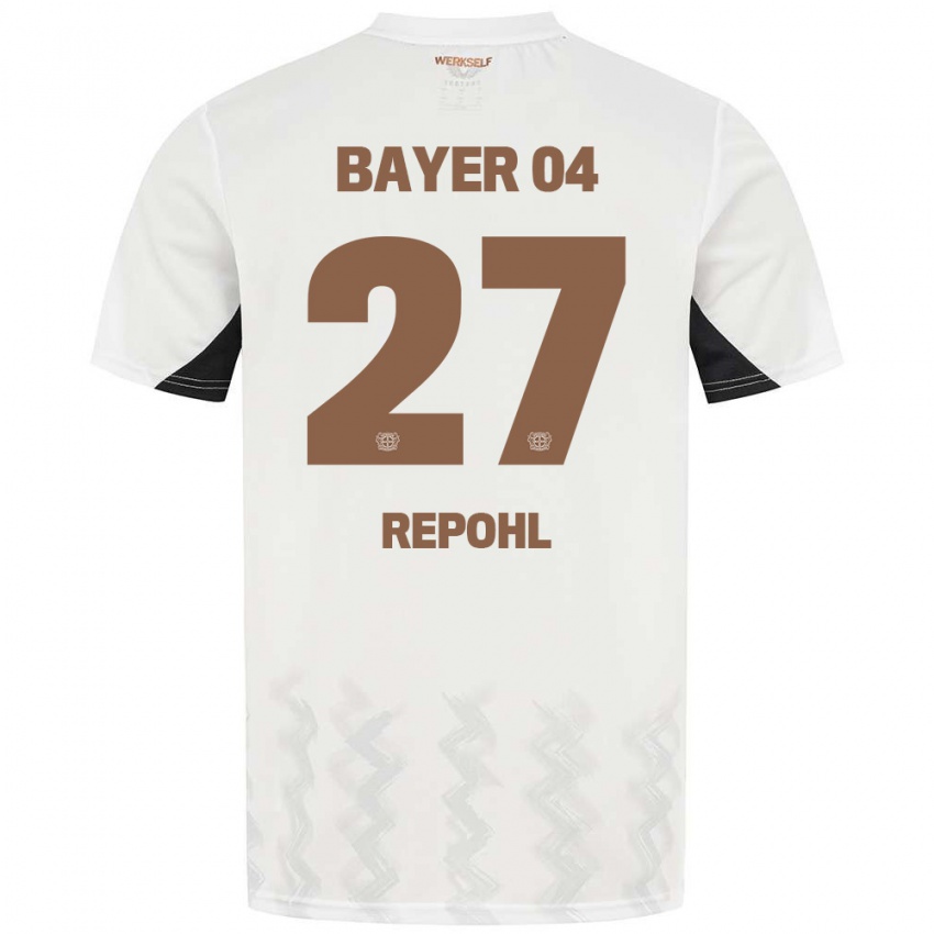 Kinder Friederike Repohl #27 Weiß Schwarz Auswärtstrikot Trikot 2024/25 T-Shirt Österreich