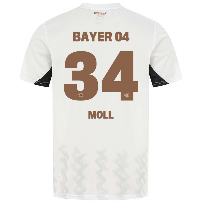 Kinder Anne Moll #34 Weiß Schwarz Auswärtstrikot Trikot 2024/25 T-Shirt Österreich